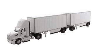 DCM71099 - PETERBILT 579 4x2 avec porte container + Remorque et container 28 pieds Blanc