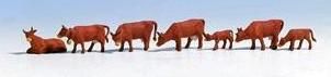 FGK15720 - Lot de 5 vaches marrons et 2 Veaux Ech:1/87