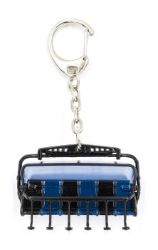 JC80645 - Porte-clés télésiège à 6 places Noir et Bleu capot Bleu