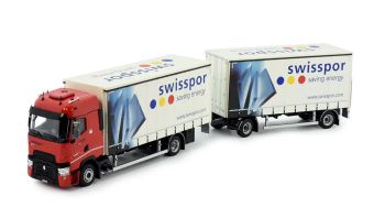 TEK82607 - RENAULT T high 4x2 porteur avec remorque bachée 1+1 Essieux SWISSPOR