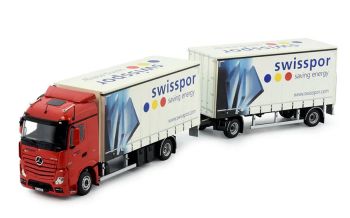TEK82612 - MERCEDES-BENZ Actros Bigspace 4x2 porteur avec remorque bâchée 1+1 Essieux SWISSPOR