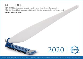 CON5520/0 - Module FTV550 GOLDHOFER 6 et 4 essieux avec groupe d'entrainement et pale d'éolienne