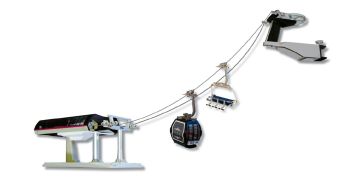 JC84394 - Remontée mécanique avec une télécabine et un télésiège Noire et grise