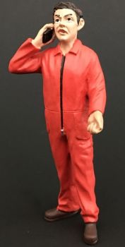 ADF32105 - Agriculteur cotte rouge au téléphone