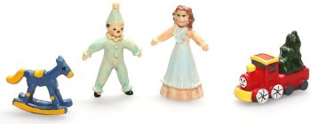 4 jouets miniatures pour maison de poupée