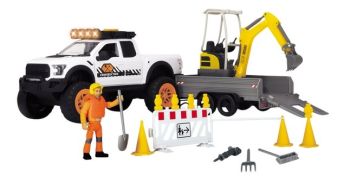 DIC38380 - Coffret chantier TP avec 4x4 FORD remorque , mini pelle WACKER NEUSON et accessoires