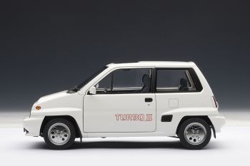 AUT73282 - HONDA City Turbo II (1983) Blanche avec une Motocompo Rouge Ech:1/18