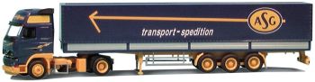 AWM70519 - VOLVO FH16 Globetrotter XL 4x2 Avec remorque 3 Essieux bachée  "ASG" Ech:1/87