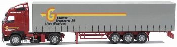 AWM70521 - VOLVO FH12 Globetrotter 4x2 avec remorque bachée 3 Essieux "GALLIKER" Ech:1/87
