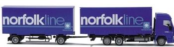 AWM70603 - IVECO Eurostar 4x2 porteur 3 Essieux et remorque 2 Essieux "NORFOLK LINE" Ech:1/87