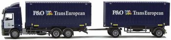 AWM70890 - MERCEDES Actros porteur 3 Essieux avec remorque 2 Essieux et containers "P & O" Ech:1/87