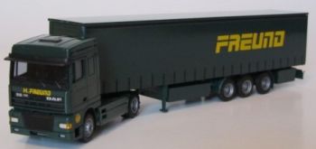 AWM71304 - DAF XF95 SC 4x2 Avec remorque 3 Essieux bachée " FREUND" Ech:1/87