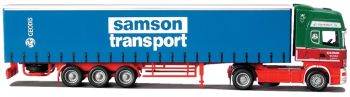 AWM71403 - SCANIA 124L Topline 4x2 Avec remorque 3 Essieux bachée "TRANSPORT SAMSON" Ech:1/87