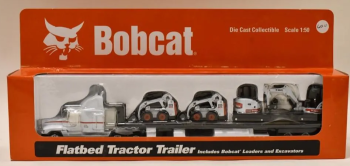 BOB6988127 - Ensemble camion américain avec plateau porte engins 2 chageurs BOBCAT S175 et 2 mini-pelles BOBCAT 430 vendu en boite abimée