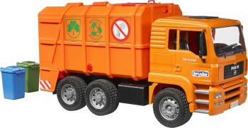 BRU2760 - MAN TGA 6x4 camion poubelle orange avec conteneurs