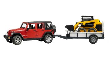 BRU2925 - JEEP WRANGLER Unlimited avec remorque et mini chargeur Ech:1/16