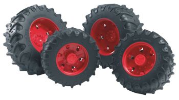 BRU3313 - Roue de jumelage rouge pour tracteur BRUDER série 3000