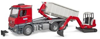 BRU3624 - MERCEDES Arocs avec container amovible et Mini-pelle SCHAEFF HR 16