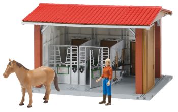 BRU62520 - Ecurie avec 1 cheval et personnage Ech:1/16