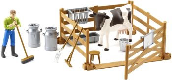 BRU62600 - Enclos avec vache avec 1 personnage Ech:1/16