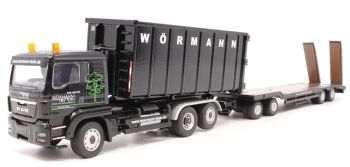 CON75156/0-98004 - MAN TGS Euro 5 6x2 benne déposable et remorque porte engins 4 essieux WORMANN