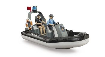 Bateau de police gonflable avec policier, plongeur et accessoires