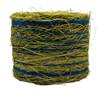 CW0270 - Balle de foin ronde avec ficelle bleu - Diam: 4,8cm x larg 3,6 cm