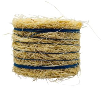 CW0272 - Balle de paille ronde avec ficelle Bleu - Diam: 4,8cm x larg. 3,6cm