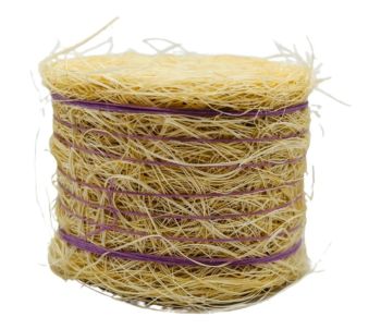 CW0273 - Balle de paille ronde avec ficelle Violette - Diam: 4,8cm x larg. 3,6cm