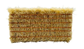 CW0280 - Balle de paille carrée avec ficelle orange - 7,8 x 3,7 x 2,8 cm