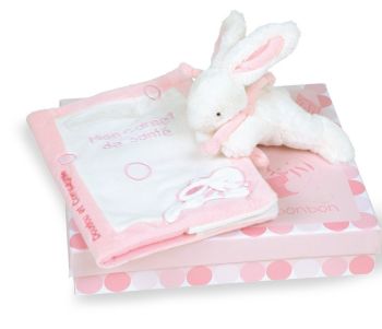 DC1305 - LAPIN BONBON - COFFRET Protège carnet de santé + lapin rose