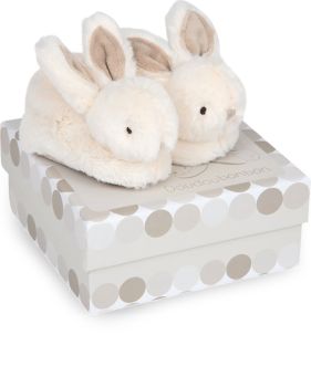 DC1310 - LAPIN BONBON - Chaussons avec hochet taupe - 0/6 mois
