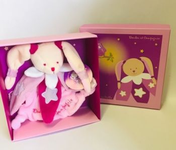 DC2147 - Doudou lapin rose CHOUETTE CA BRILLE