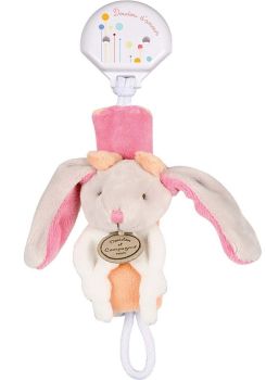 DC2509LAPBEIGE - Attache-sucette - Lapin Beige, rose et orange