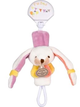 DC2509LAPBLANC - Attache-sucette - Lapin Blanc, rose et orange