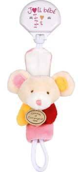 DC2509SOURIS - Attache-sucette - Souris Rouge rose et jaune