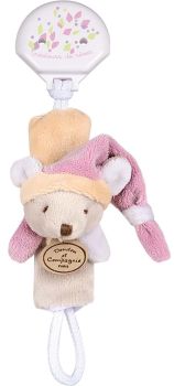 DC2509SOUROSE - Attache-sucette - Souris rose et beige