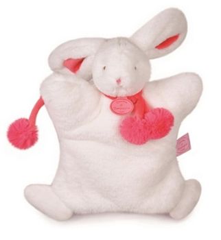 DC2742BR - Marionnette Lapin Pompon Blanc et Rouge 25 cm