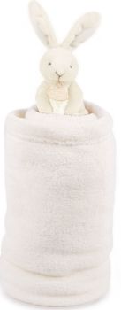 DC2755LAPIVOIRE - Plaid douceur et petit lapin Ivoire 100 x 70 cm