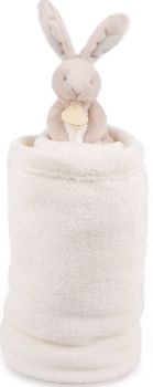 DC2755TAUPE - Plaid douceur et petit lapin Taupe - 100 x 70cm
