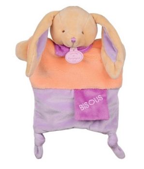 DC2784LAPIN - Marionnette lapin Petit secret Orange et violet 25 cm