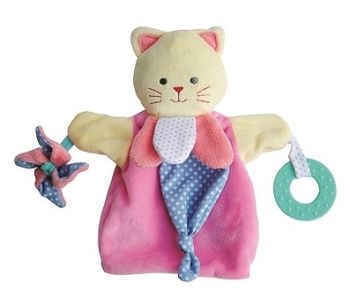 DC3005CHAT - Marionnette Chat rose 30 cm