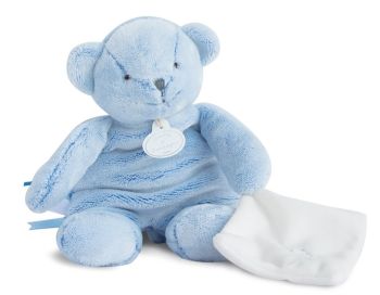 DC3166 - Peluche Ours avec son doudou - Bleu