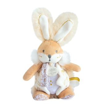 DC3484BLANC - Lapin de sucre - Pantin attache-Sucette avec hochet Blanc