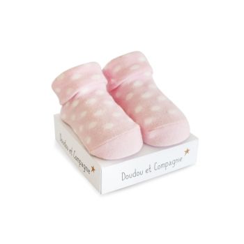 DC3702-04 - Chaussette de naissance - Rose à pois blanc