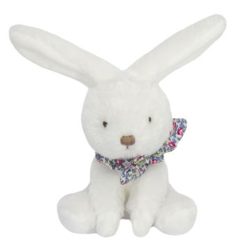 DC3818-01 - Lapin chouchou doudou avec foulard Bleu fleuri