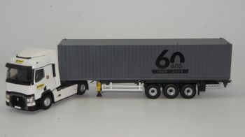 ELI116609 - RENAULT T460 avec remorque porte container 3 essieux Transport KLINZING