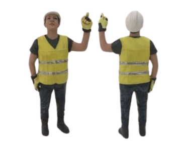 ADF32145 - Personnage de chantier levant le doigt