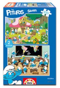 EDU15141 - 2 Puzzles de 100 Pièces Les Les Schtroumpfs
