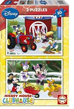 EDU15290 - 2 Puzzles 20 Pièces DISNEY - Mickey à la ferme
